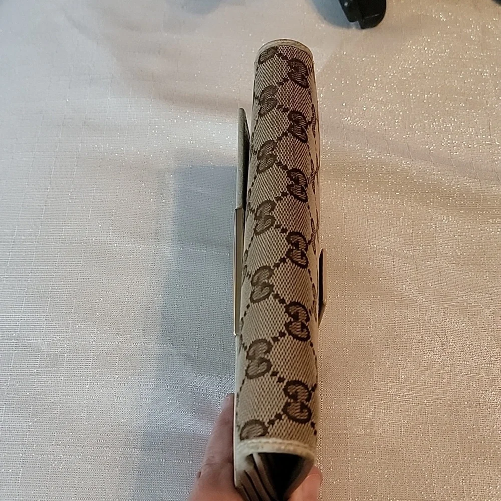 Gucci GG Monogram Logo Canvas Leather Long Wallet Authentic - Picture 12 of 16